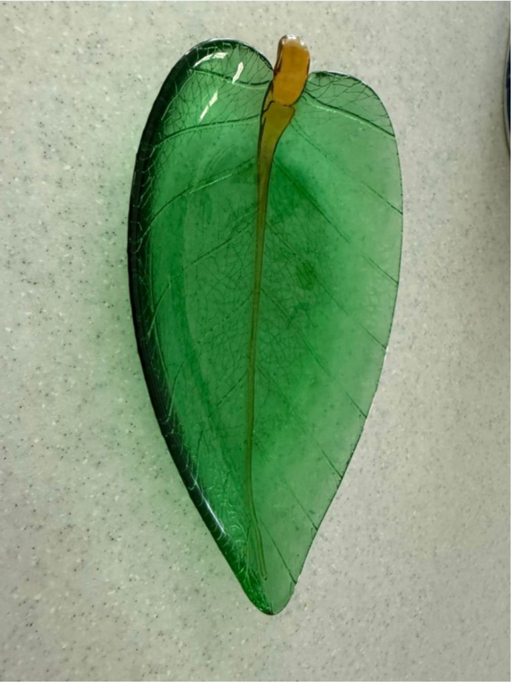 Dynasty Gallery Fused Art Glass Leaf Plate MCM